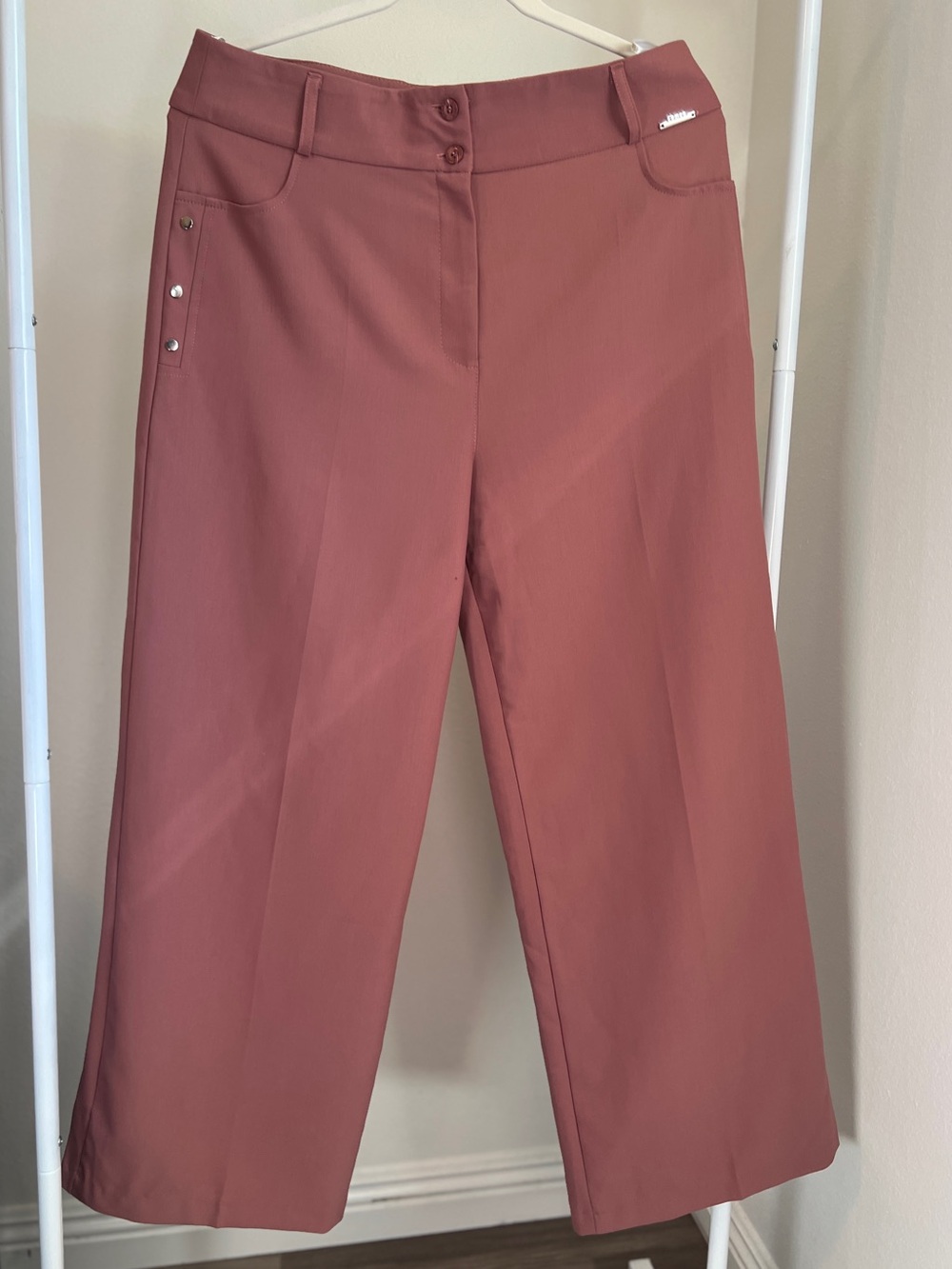 NWOT Women's Wide Leg Pants Dusty Rose L/XL Waist 16" Inseam 28"